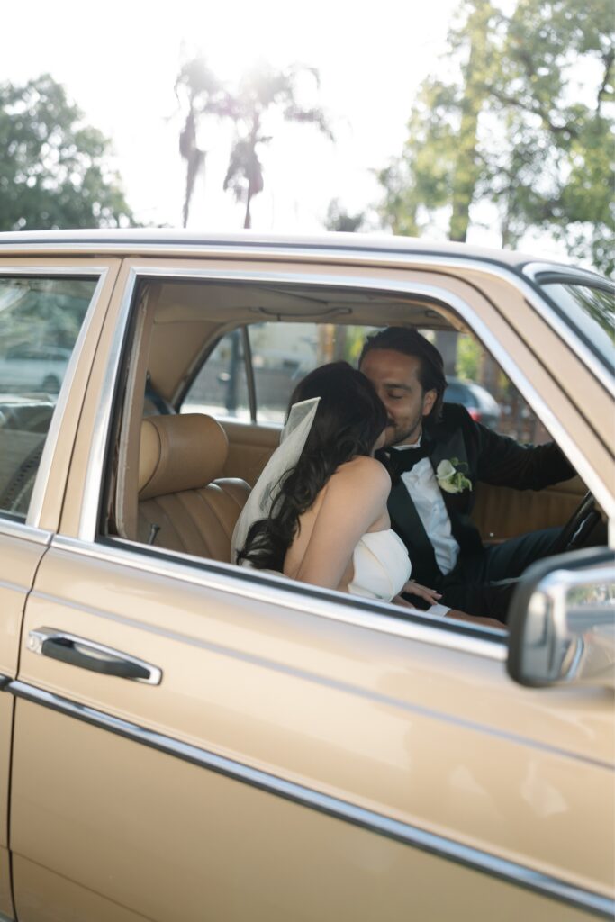 Editorial wedding photos featuring a classic vintage car.