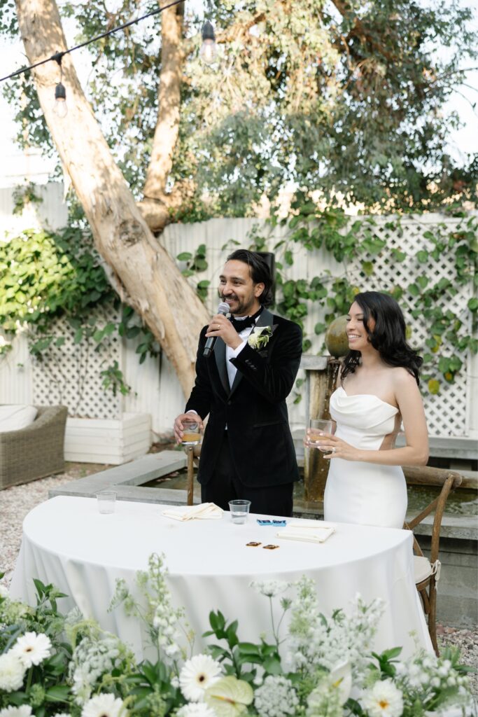 Wedding toast during the reception.