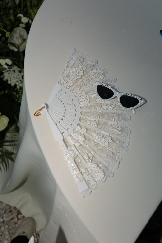 Personalized wedding reception details.
