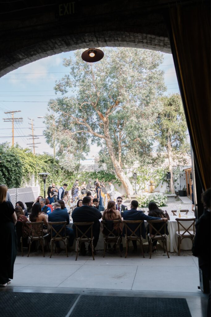 Reception space beautifully set for an intimate wedding.