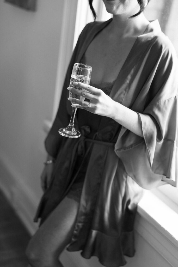 Bride getting ready before her Long Beach wedding.