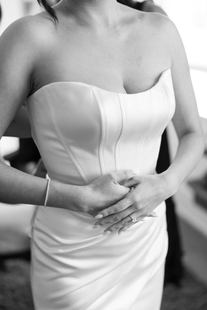 Bride getting ready before her Long Beach wedding.
