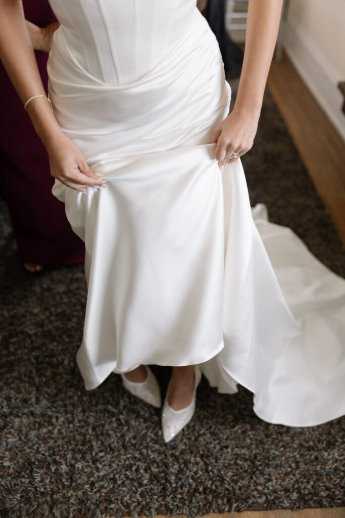 Bride getting ready before her Long Beach wedding.