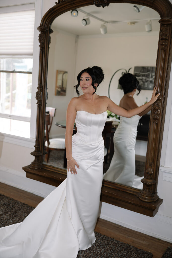 Bride getting ready before her Long Beach wedding.