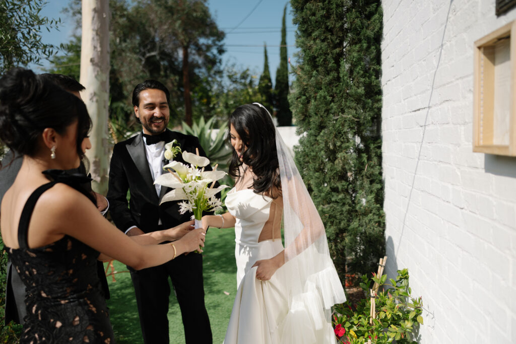 Bride wearing an Ines Di Santo wedding dress from Lovella Bridal.
