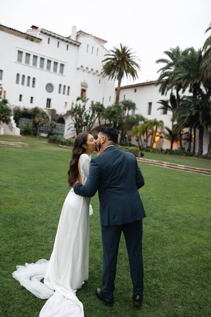 Romantic newlywed portraits in Santa Barbara.