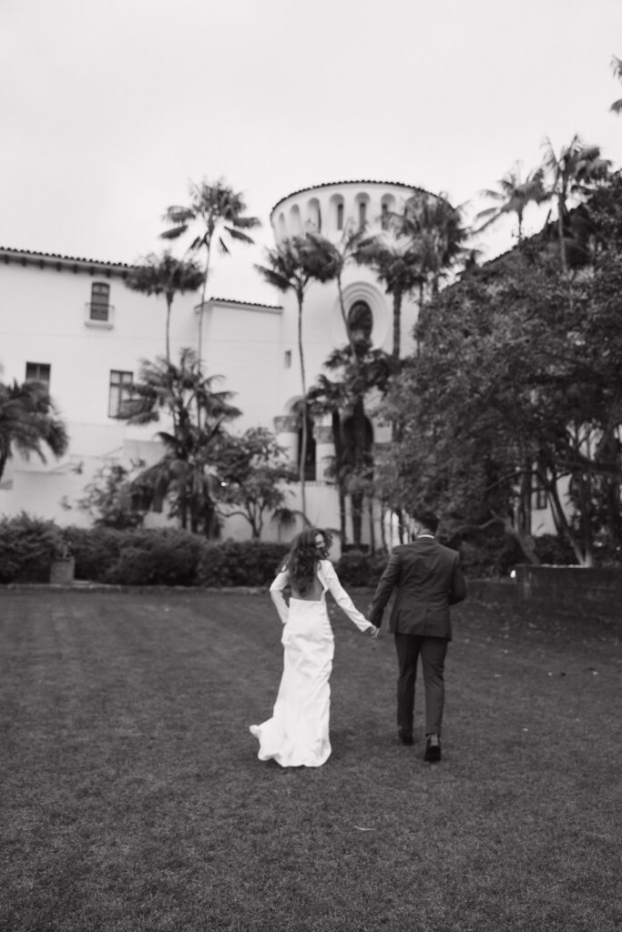 Romantic newlywed portraits in Santa Barbara.
