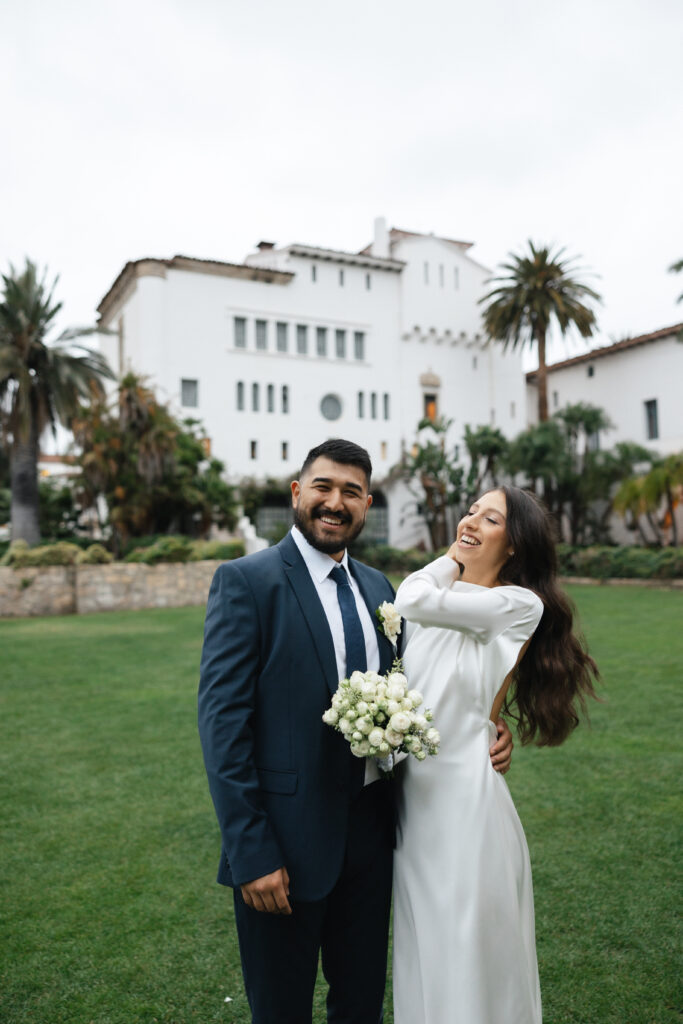 Elegant courthouse wedding portraits.
