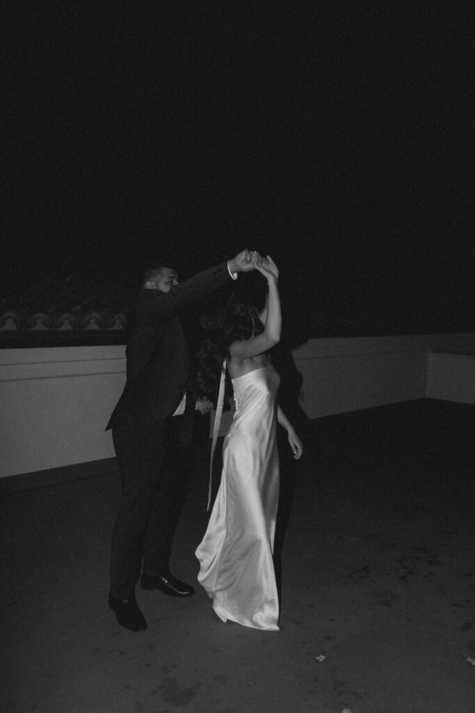 Newlyweds celebrating with loved ones.