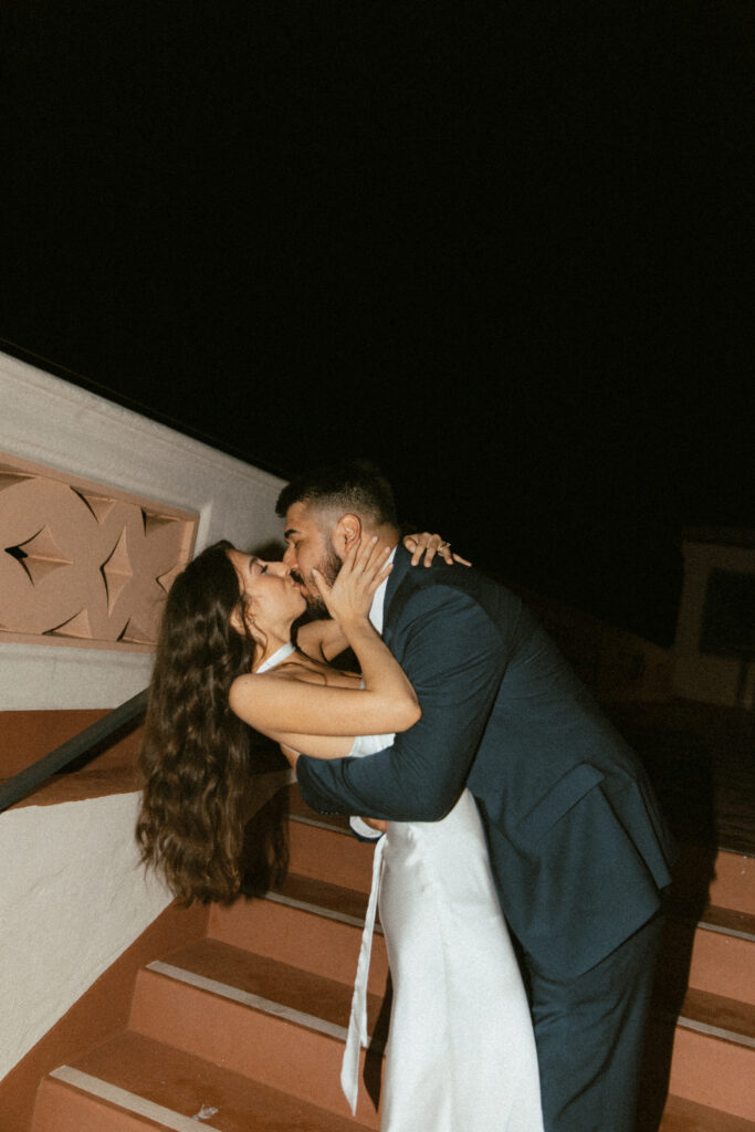 Newlyweds celebrating with loved ones.